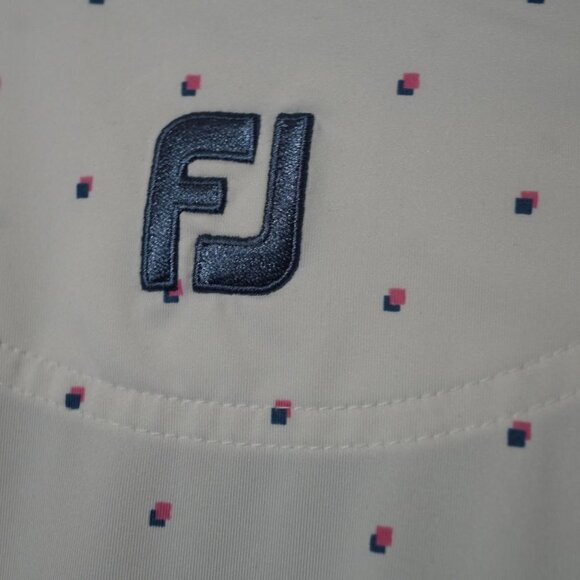 FootJoy Men's Polo Shirt White Polka Dots Athletic Fit Sz‎ L - Picture 7 of 8
